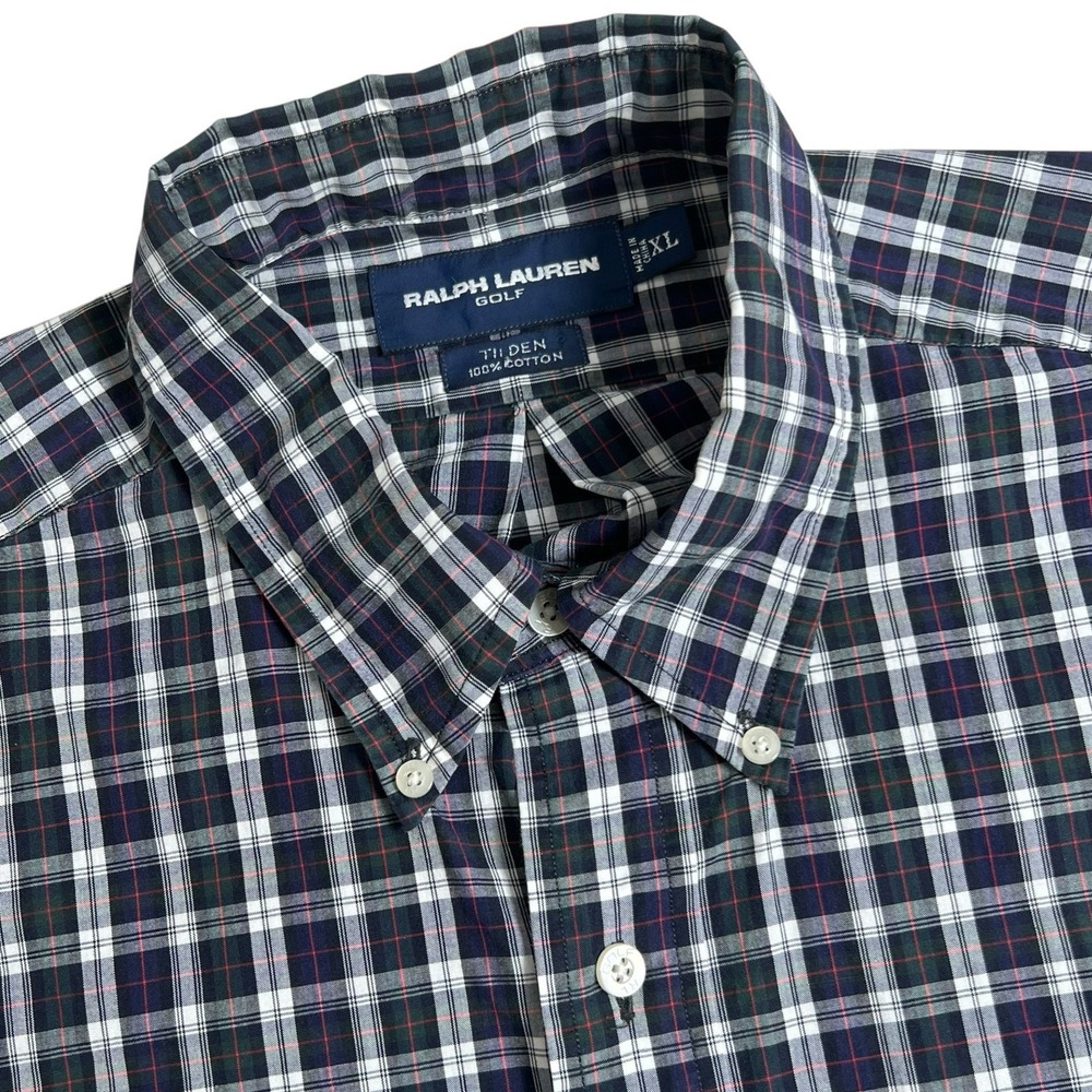 Ralph Lauren Gold Mens XL Tilden Multicolor Plaid Short Sleeve Button Down Shirt